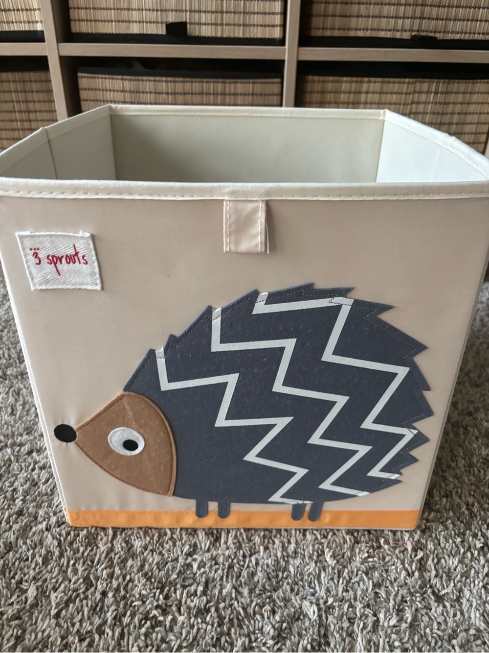 3 Sprouts Cream and Gray Hedgehog Storage Cube